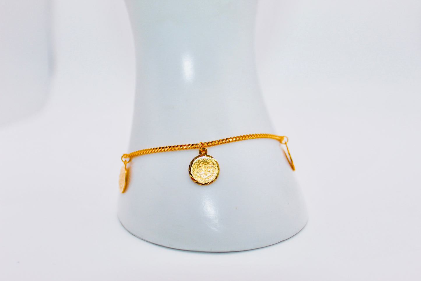 21k Gold Turkish Coin Charm Bracelet