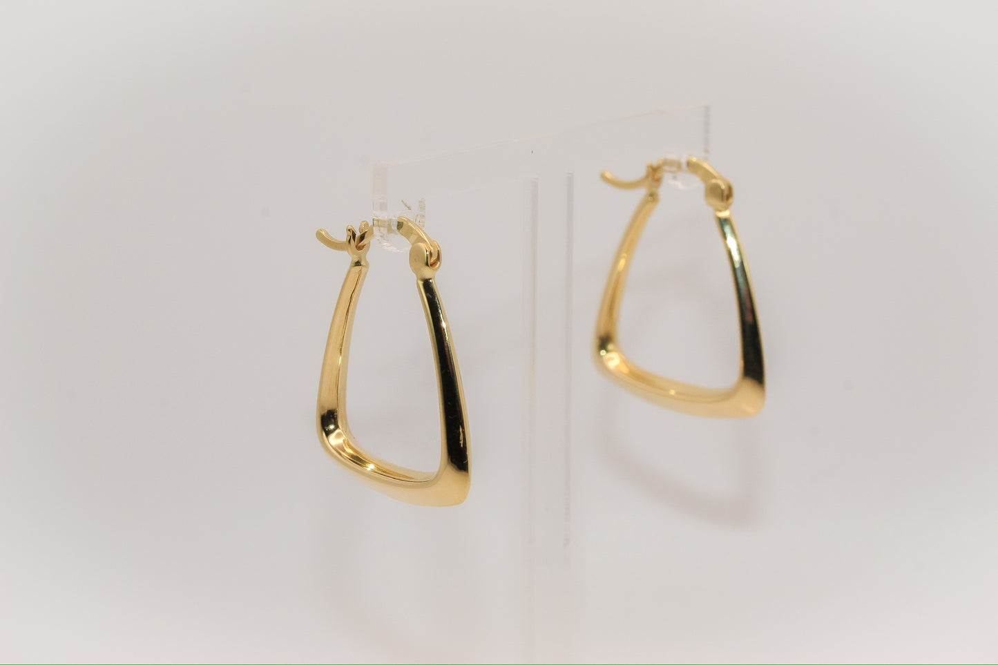 18K Gold Triangle Hoop Earrings