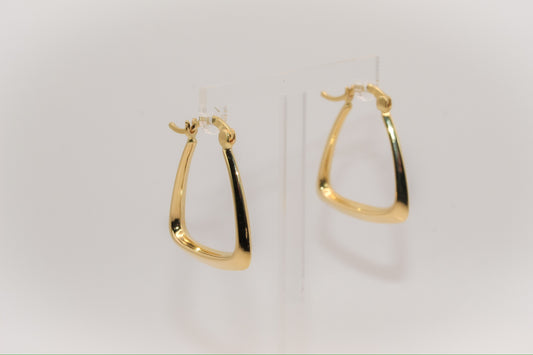 18K Gold Triangle Hoop Earrings