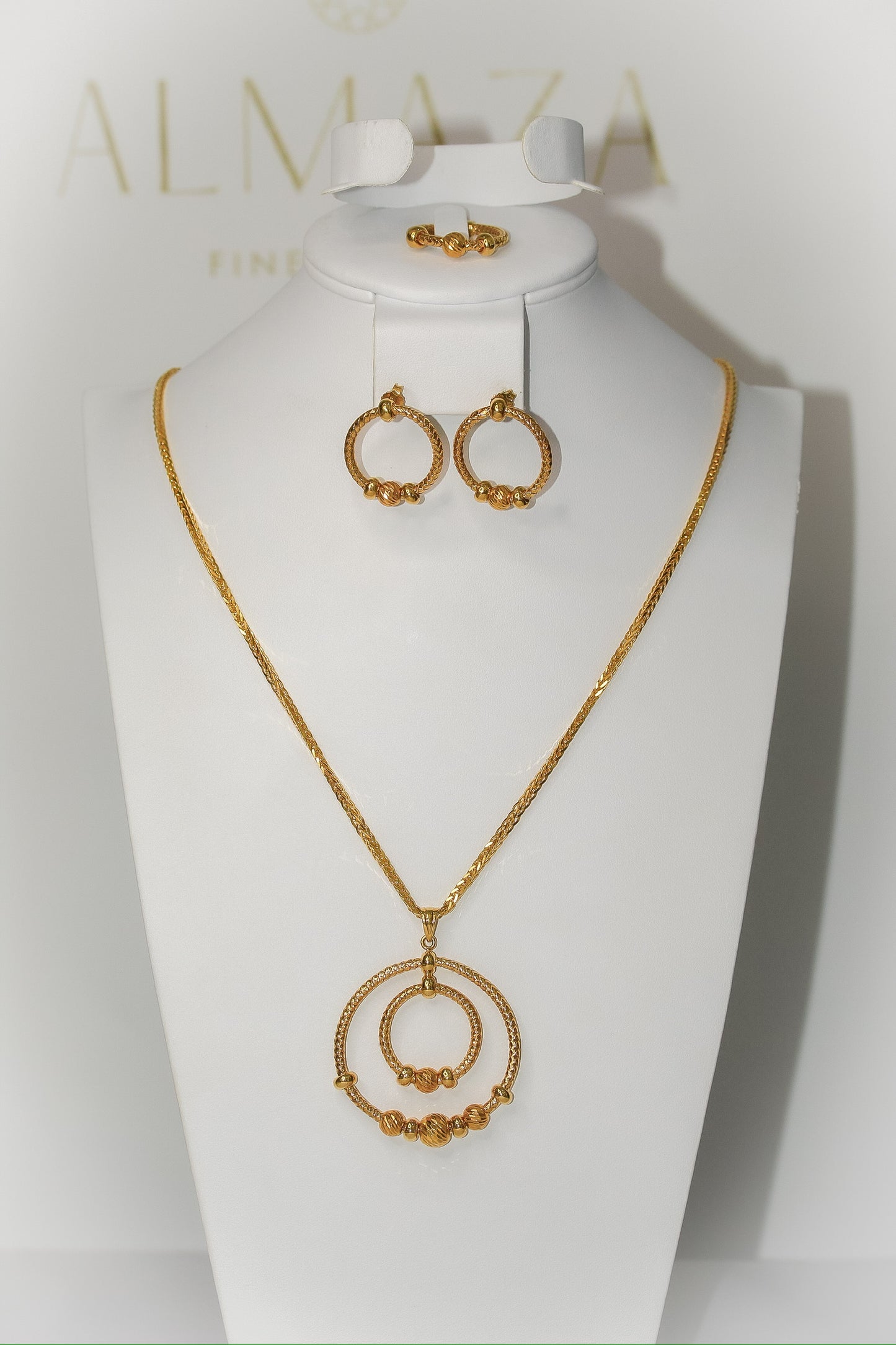 21K Gold Himo Double Ring Set