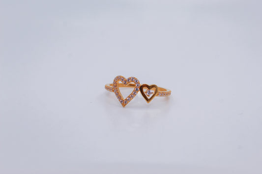21K Gold Double Heart Ring