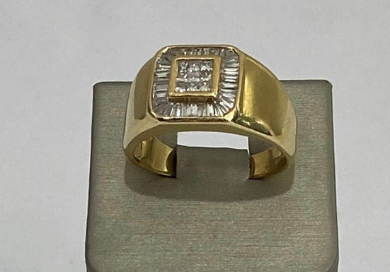 14K Gold Diamond Mens Ring