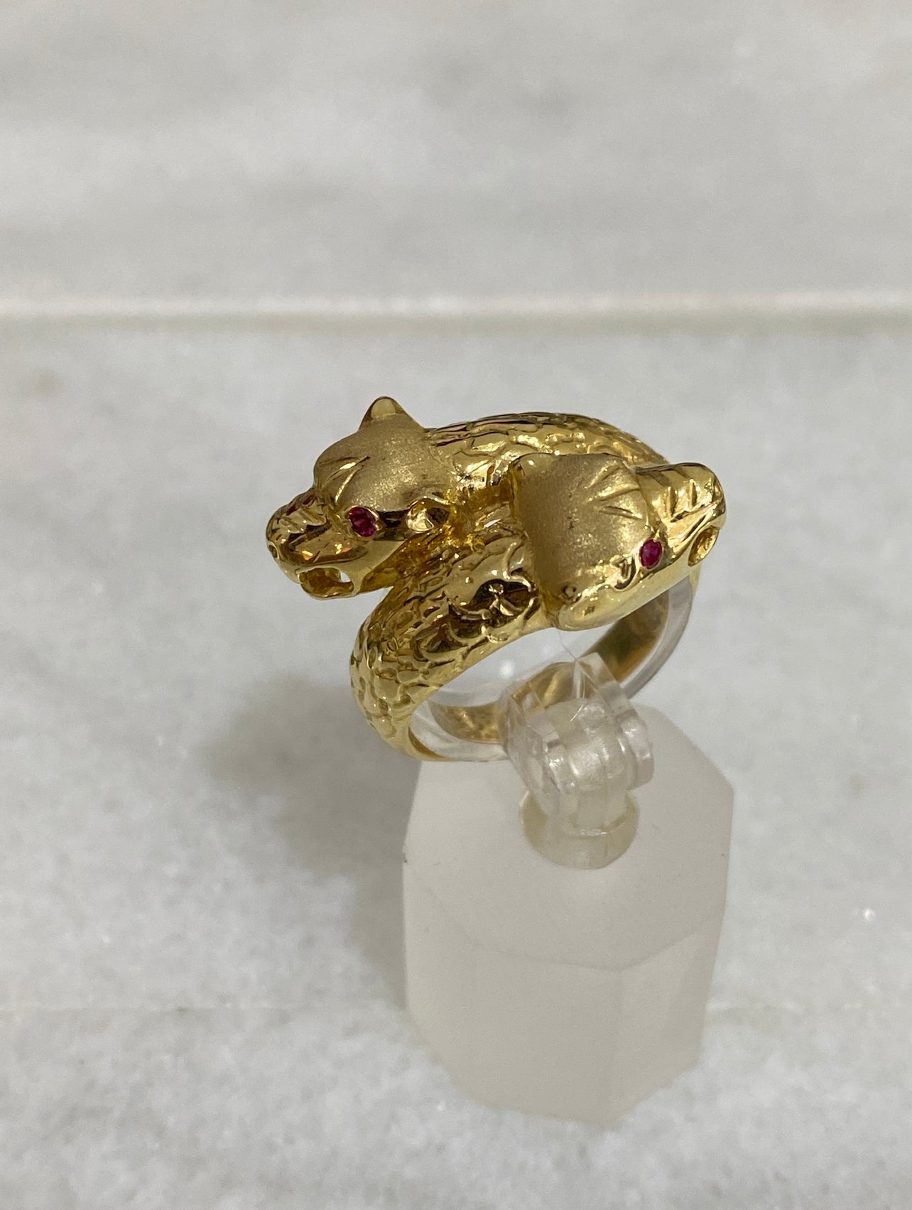 18K Gold Panther Bracelet Ring Set