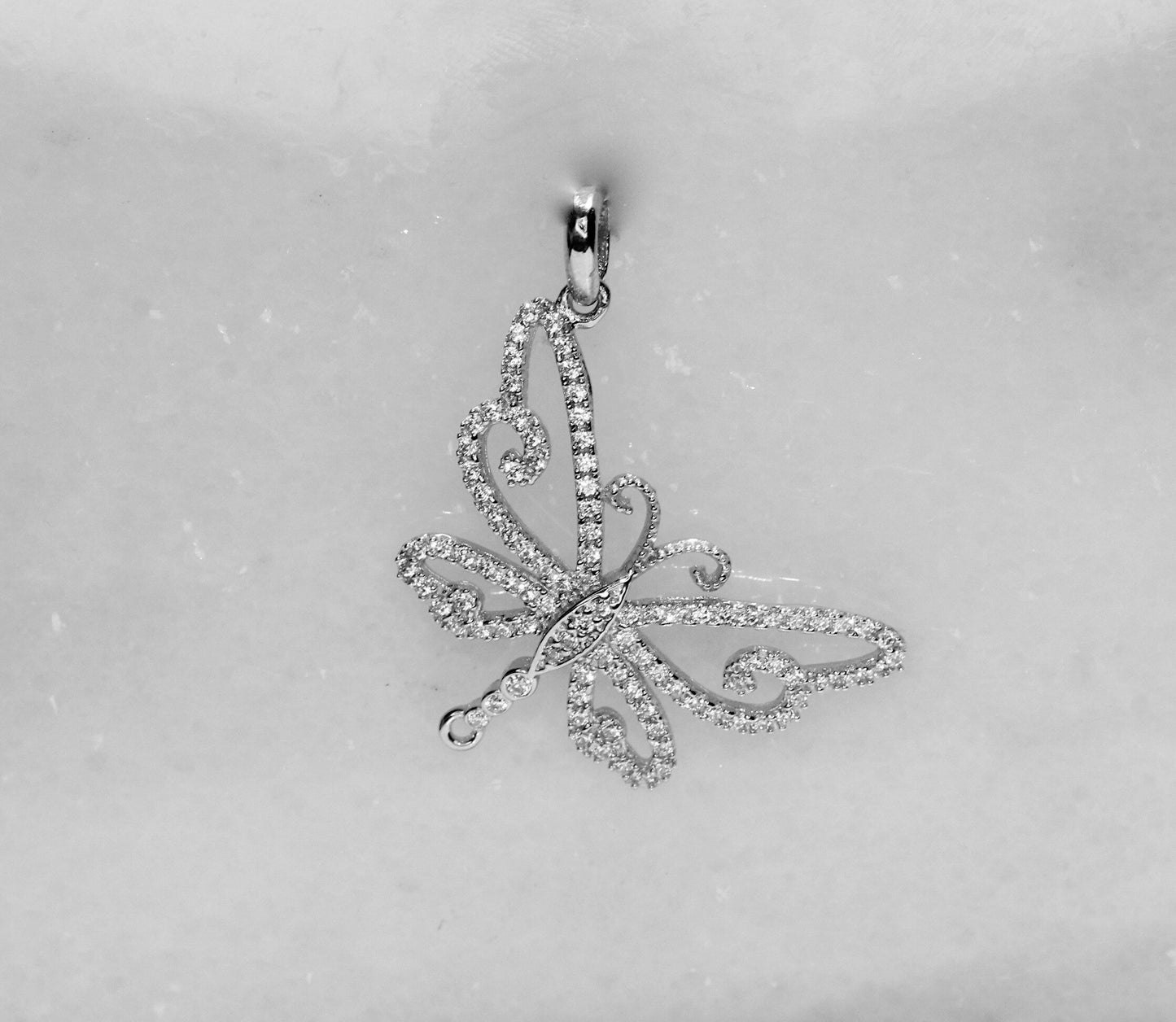 18K White Gold Butterfly Pendent