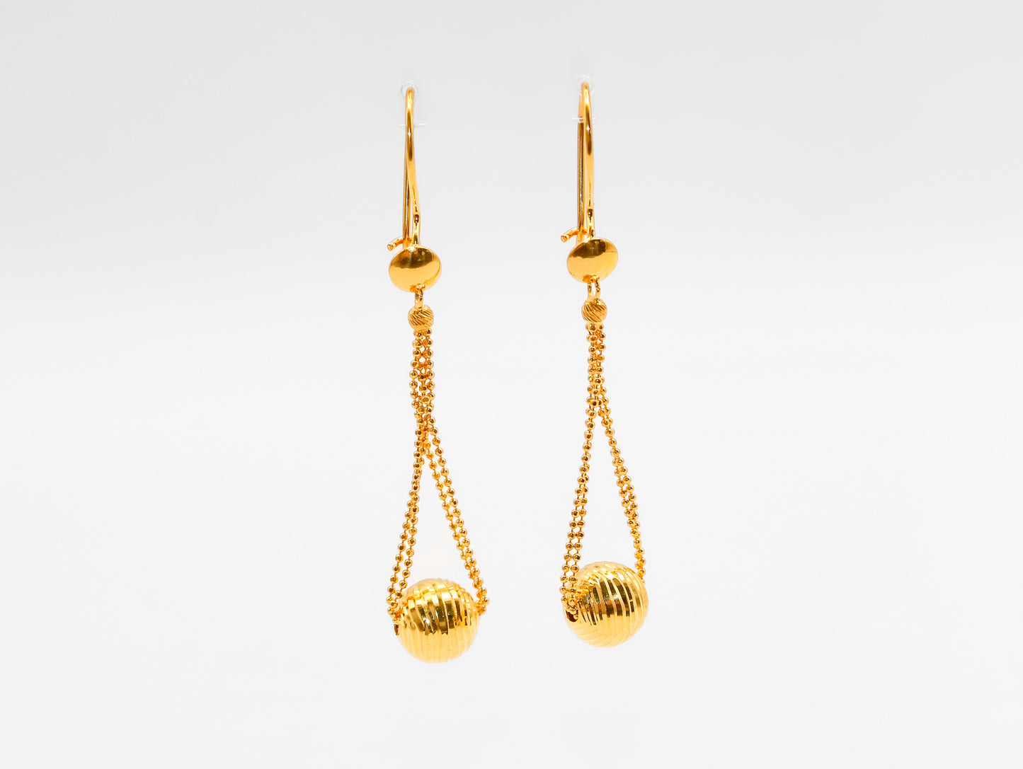 21K Gold Dangle Ball Earrings