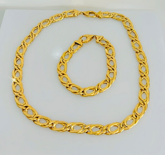 18K Gold Link Necklace Set