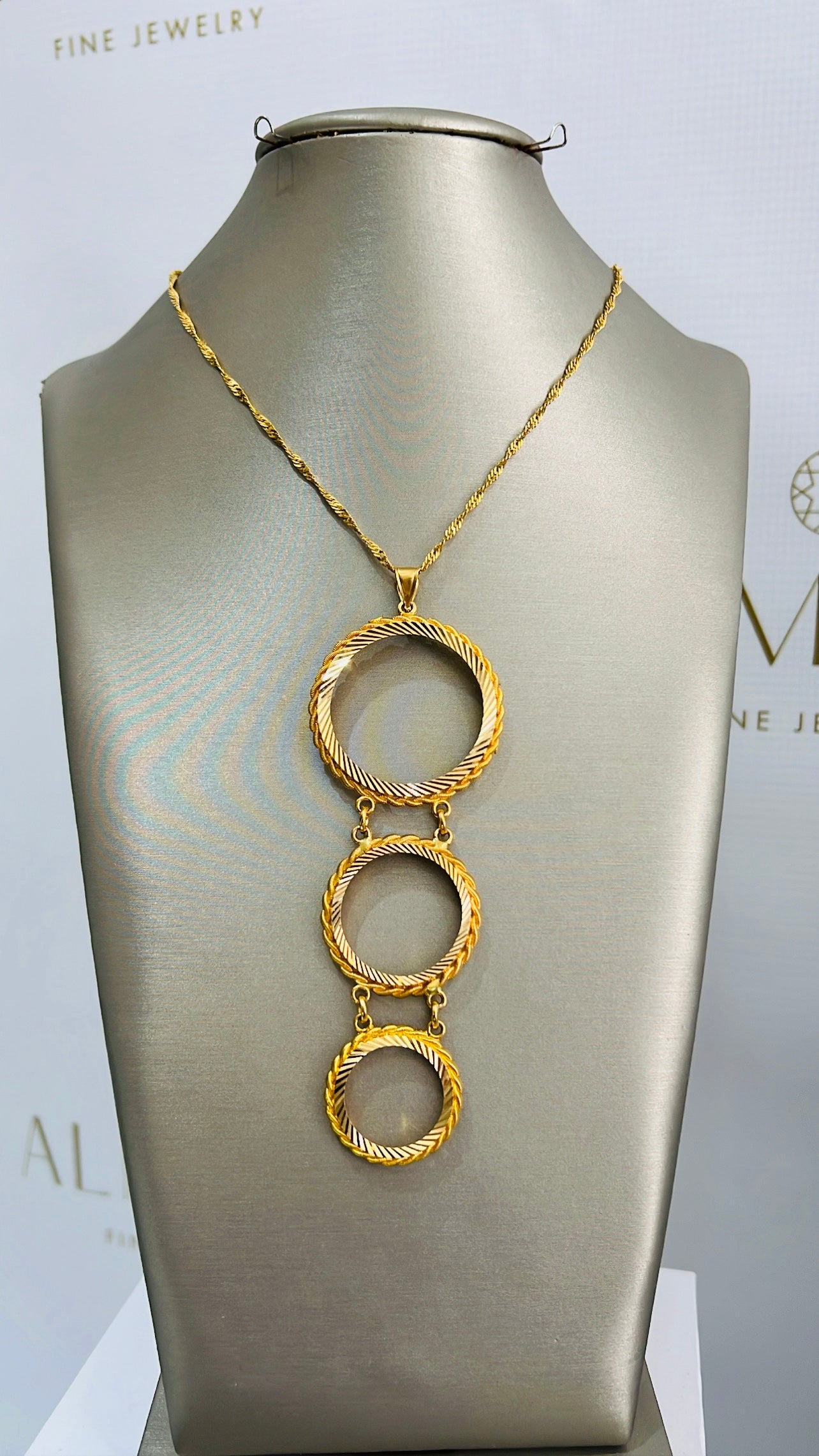 21K Gold 3 Tier Coin Pendant