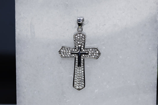 18K White Gold Cross Pendant