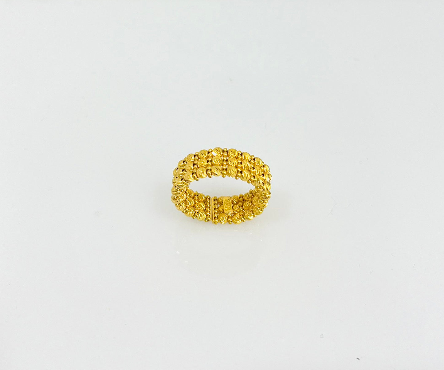 21K Gold 3 Row Bead Ring