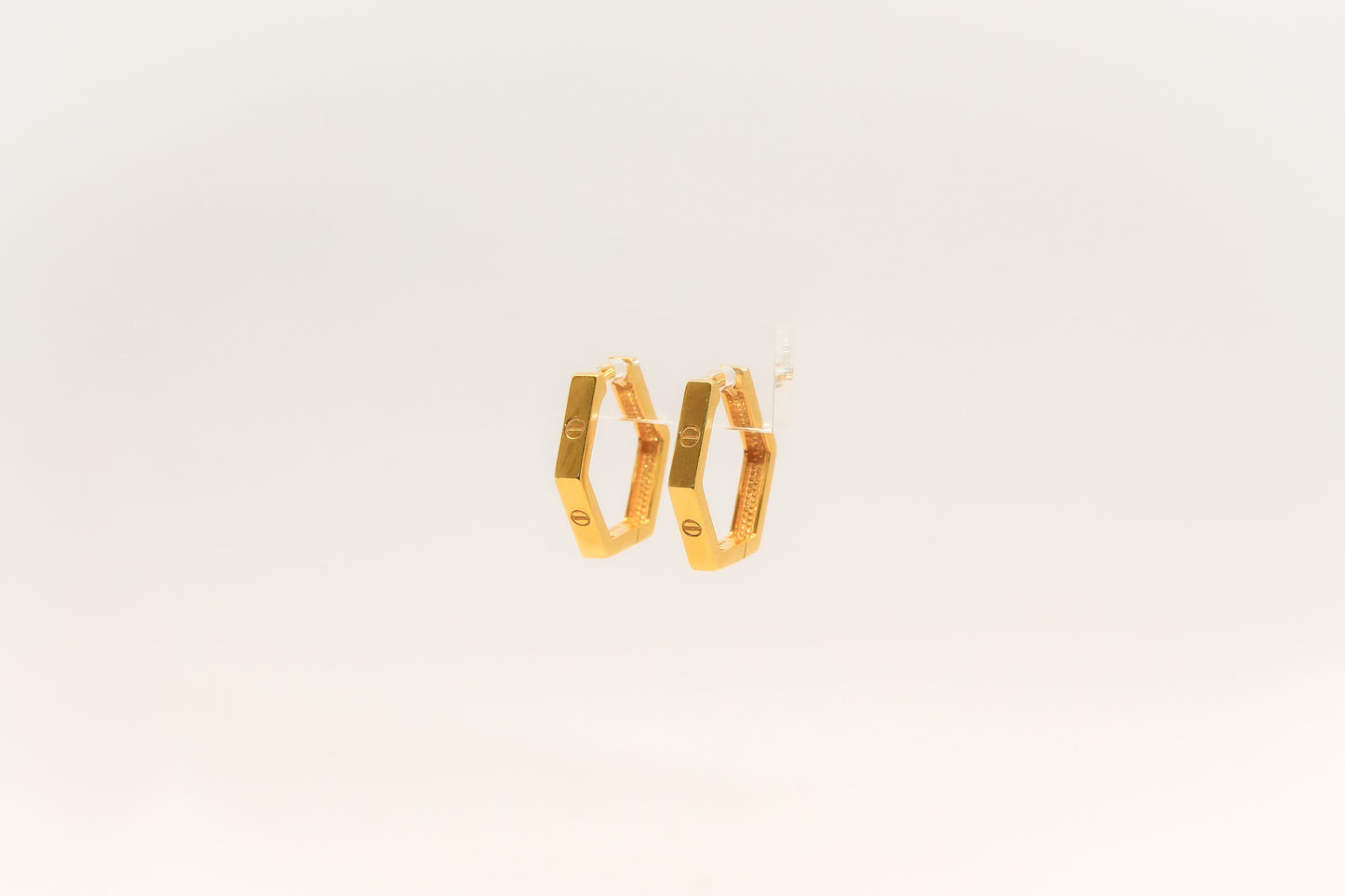 21K Gold Small Hexagon Earrings