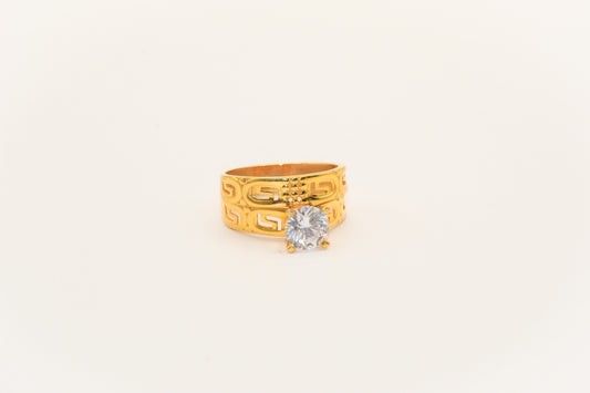 21K Gold Solitaire Wedding Ring Set