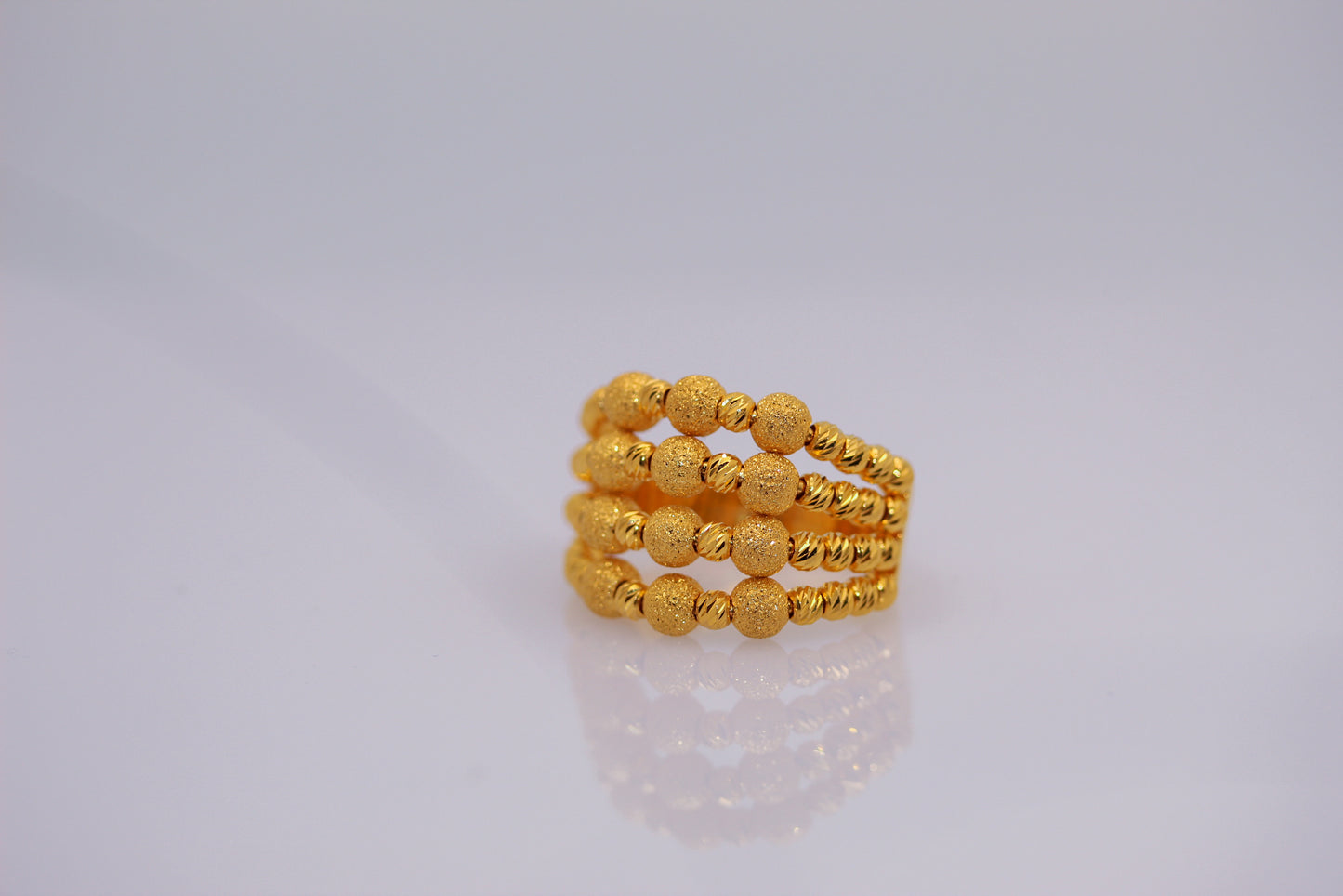 21K Gold 4 Row Beaded Ring