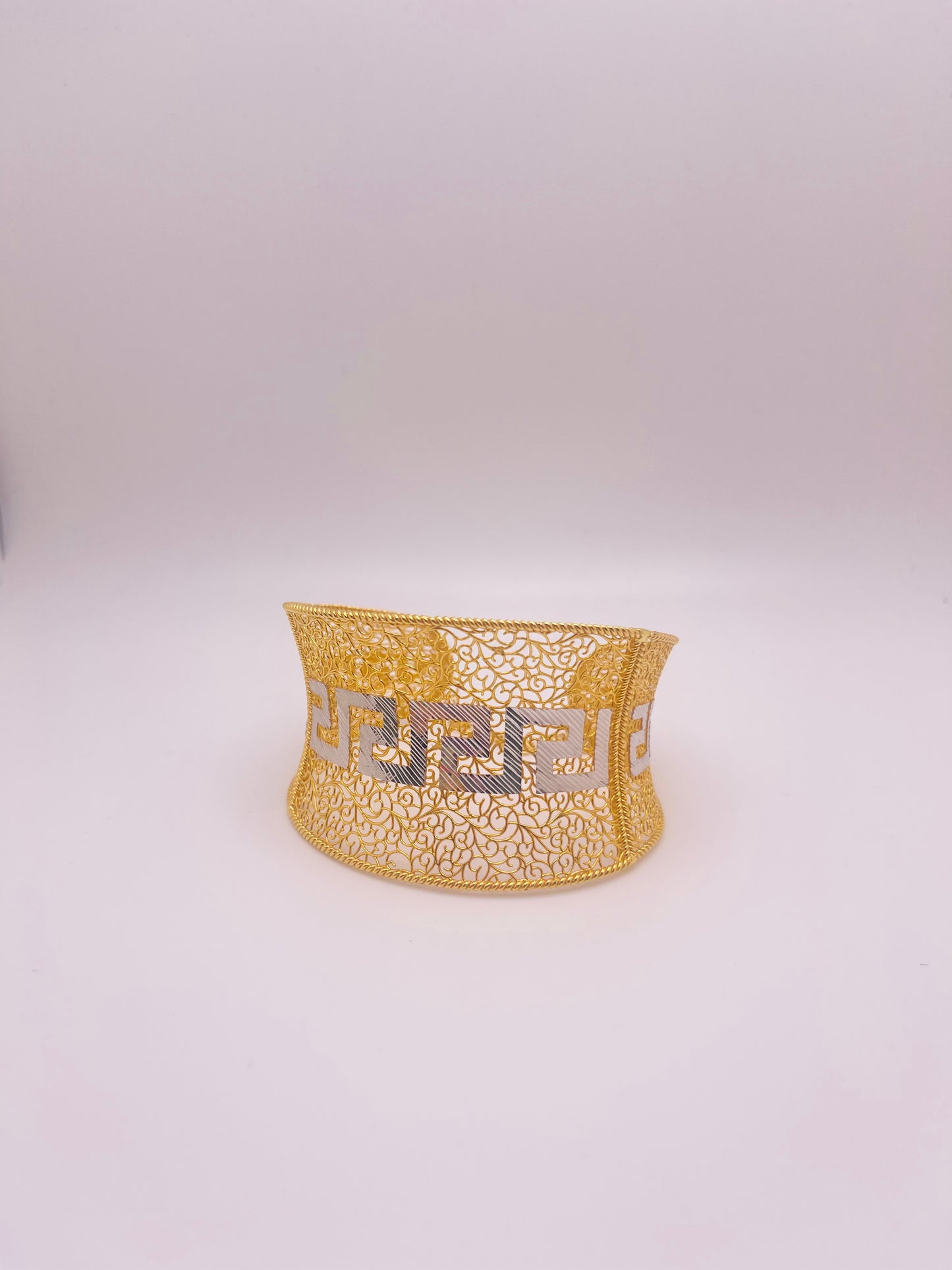 21K Gold Two Tone Cuff Bracelet