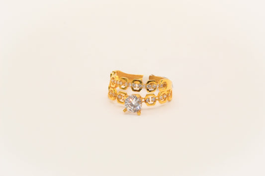 21K Gold Solitaire Wedding Ring Set