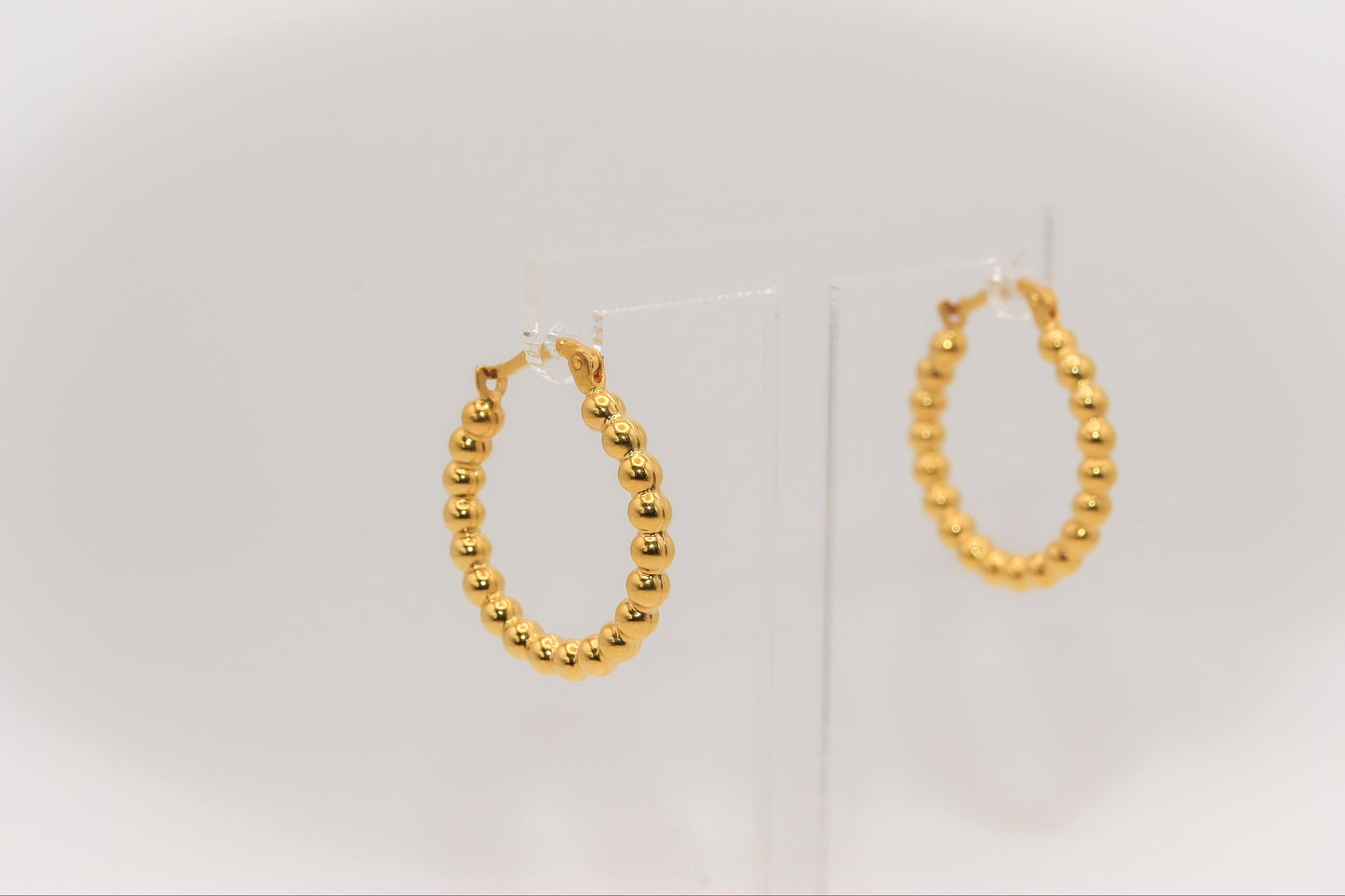 21K Gold Beaded Hoop Earrings