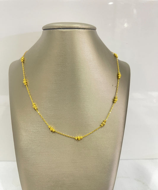 21K Gold Simple Beaded Necklace