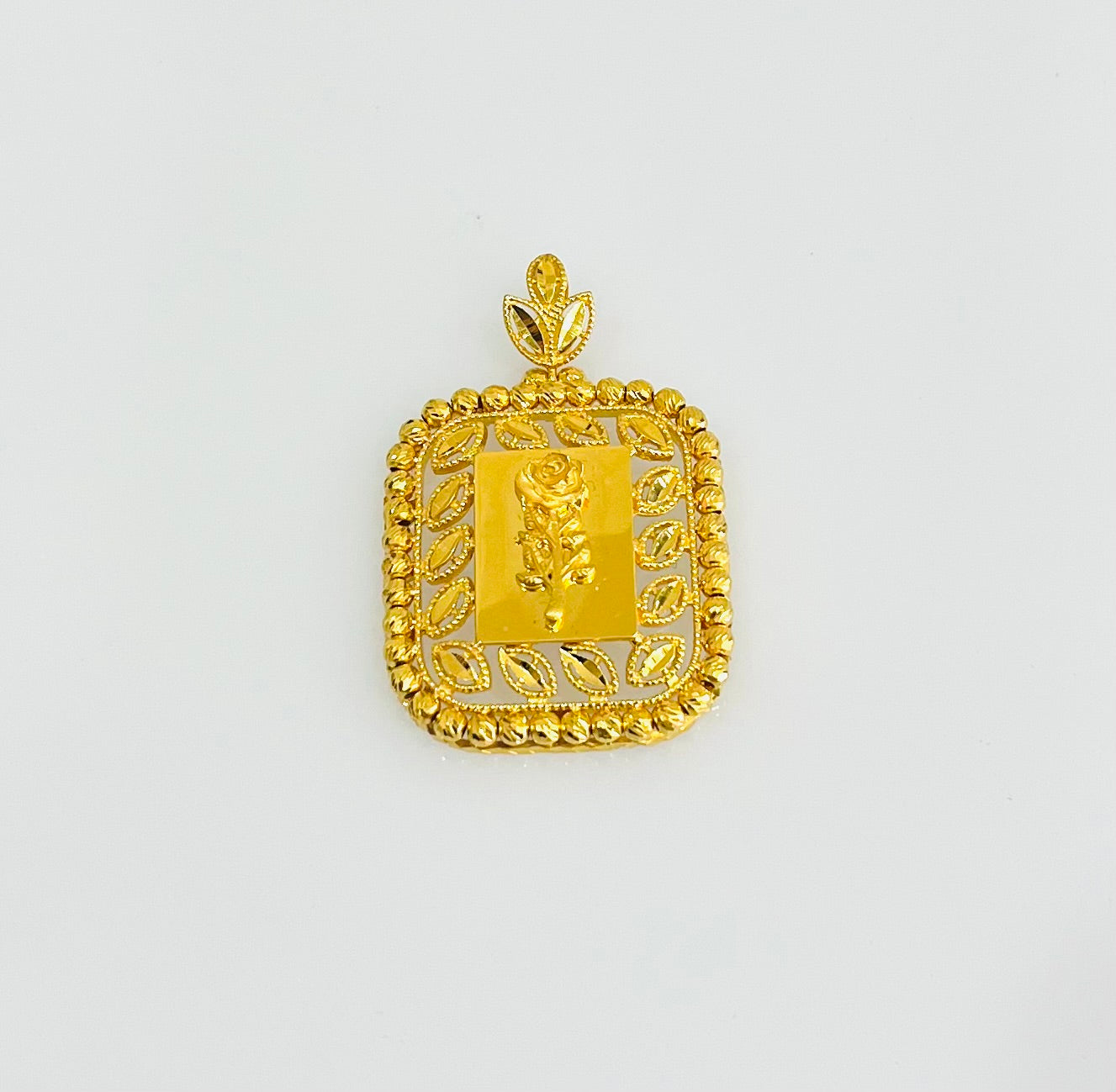 21K Gold Square Himo Rose Pendant