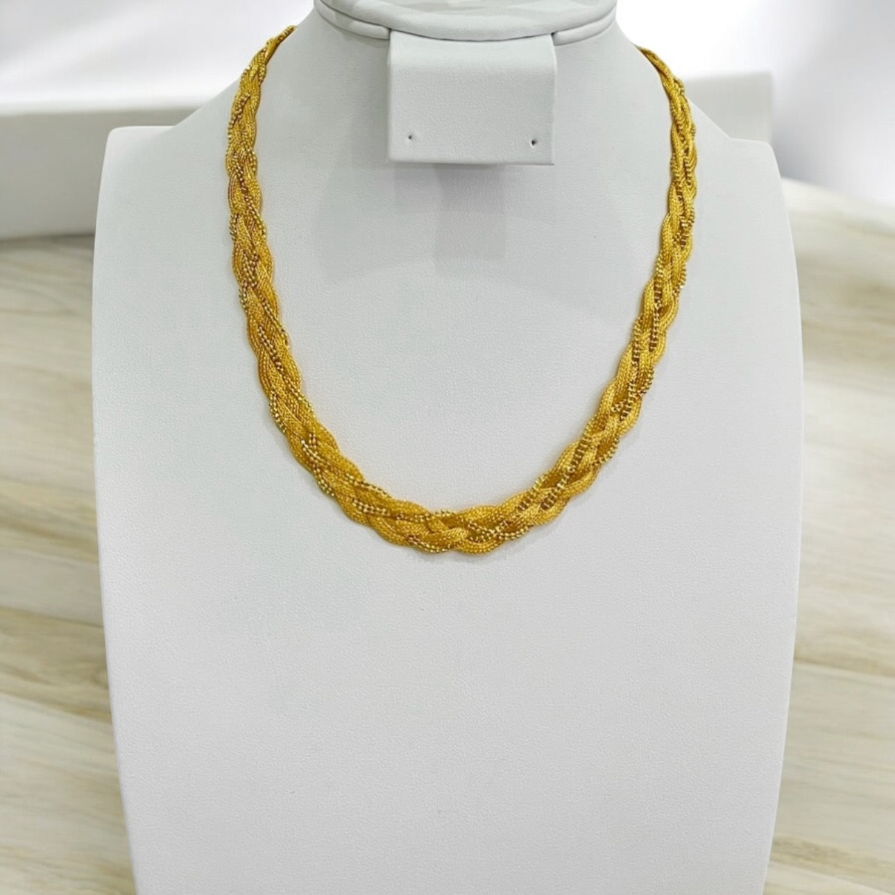 21K Gold Braided Necklace