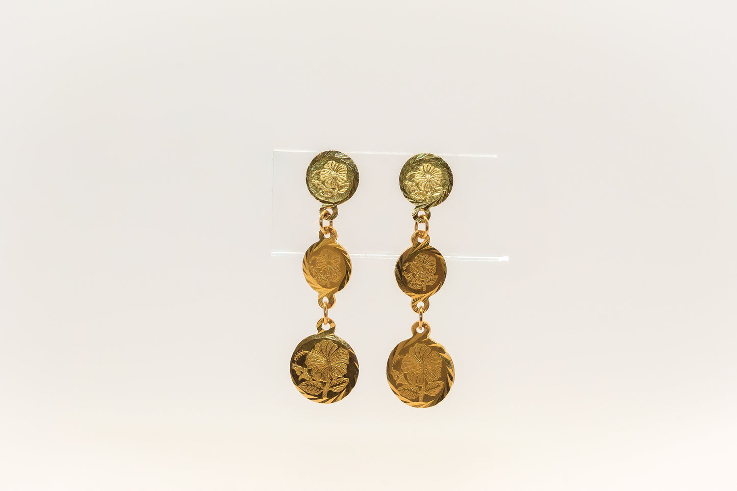 21K Gold Coin Flower Earrings