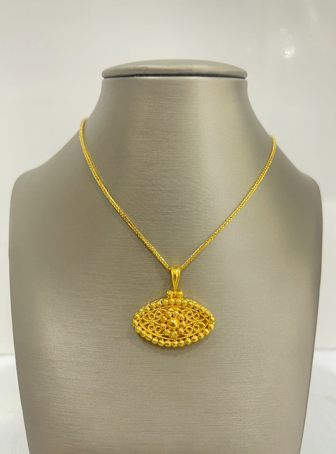21K Gold Himo Evil Eye Pendant