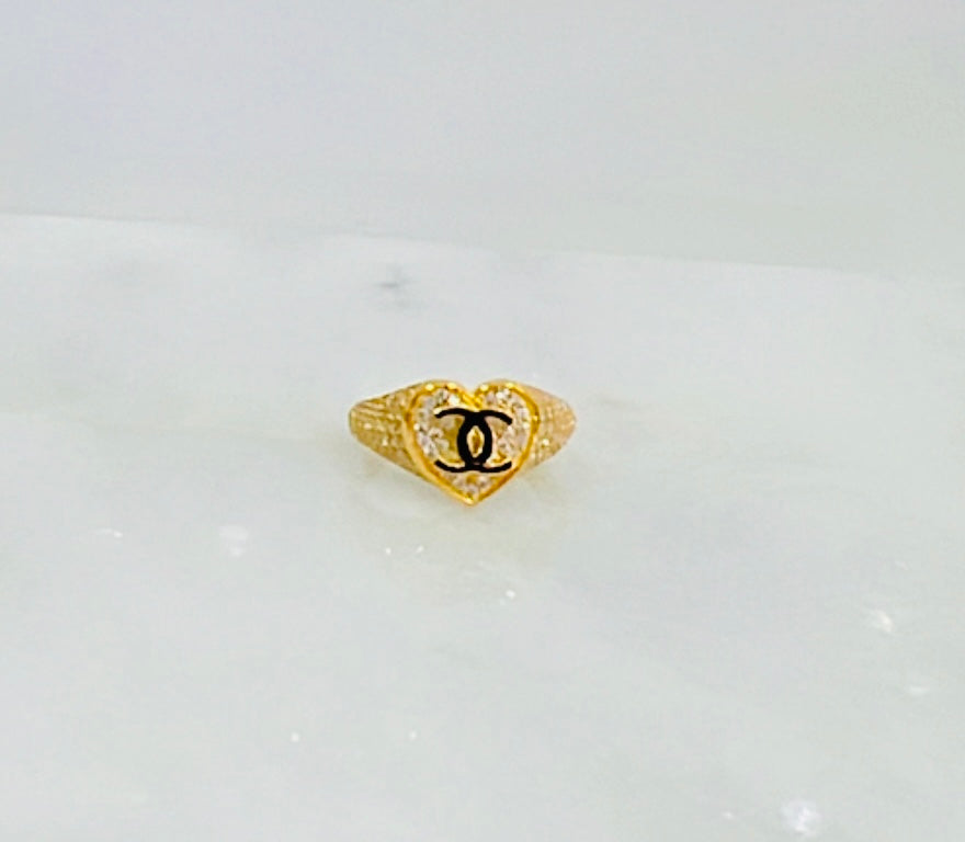 21K Gold Heart Zirconia Ring