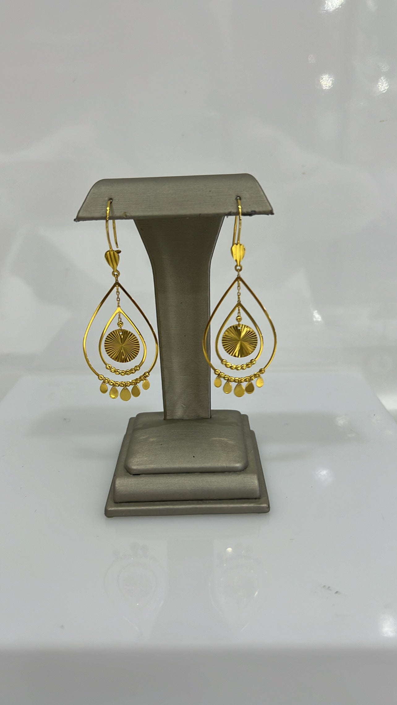 21K Gold Tear Drop Dangle Earrings