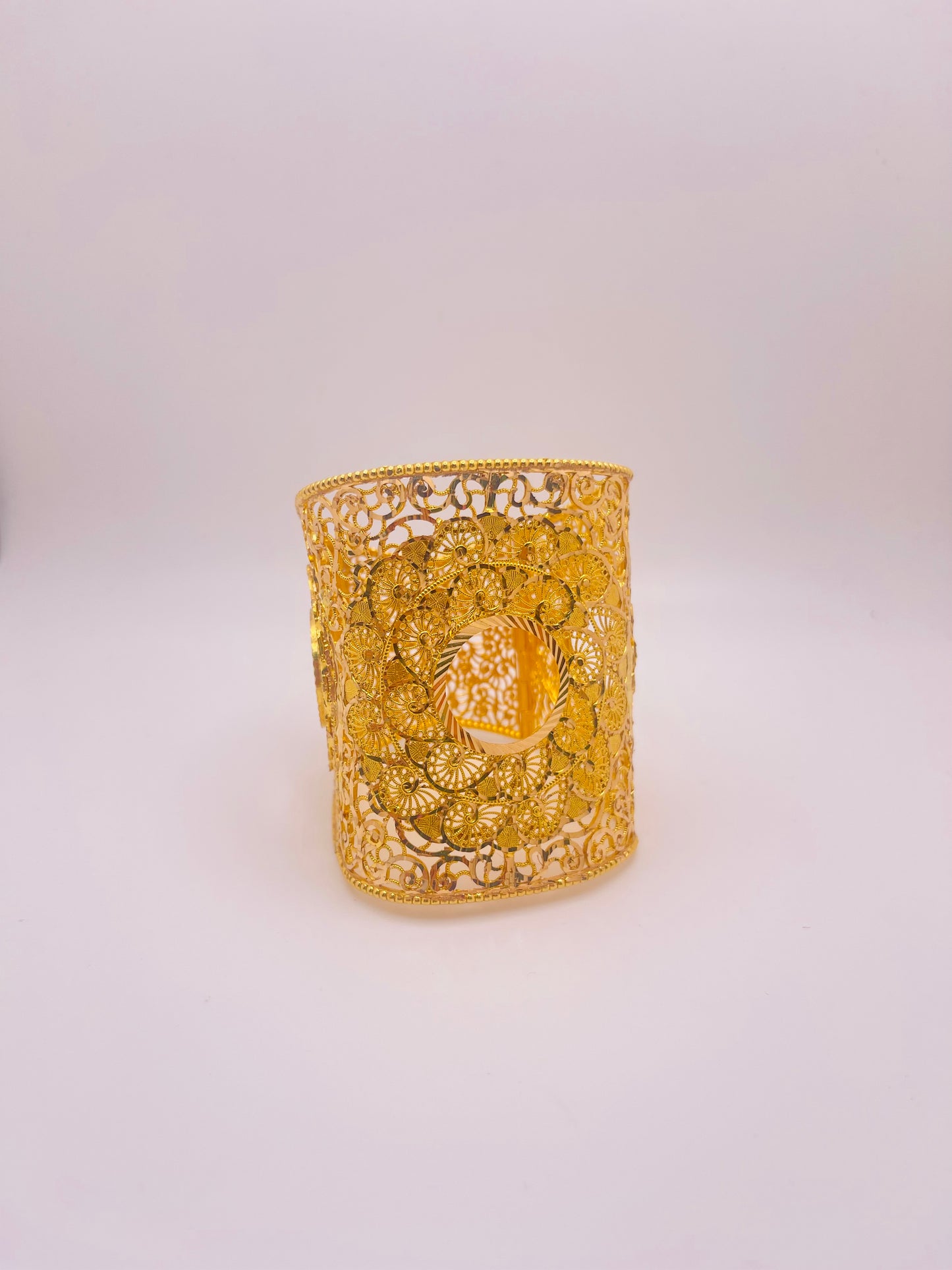 21K Gold Wide Coin Cuff Bracelet