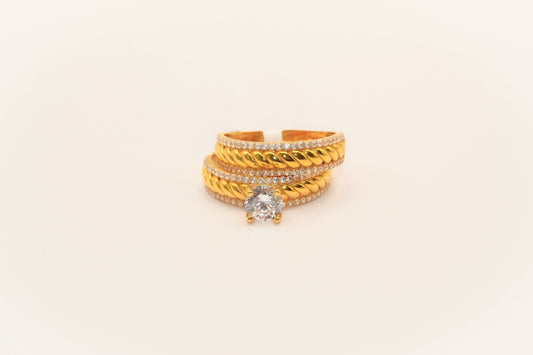 21K Gold Solitaire Wedding Ring Set