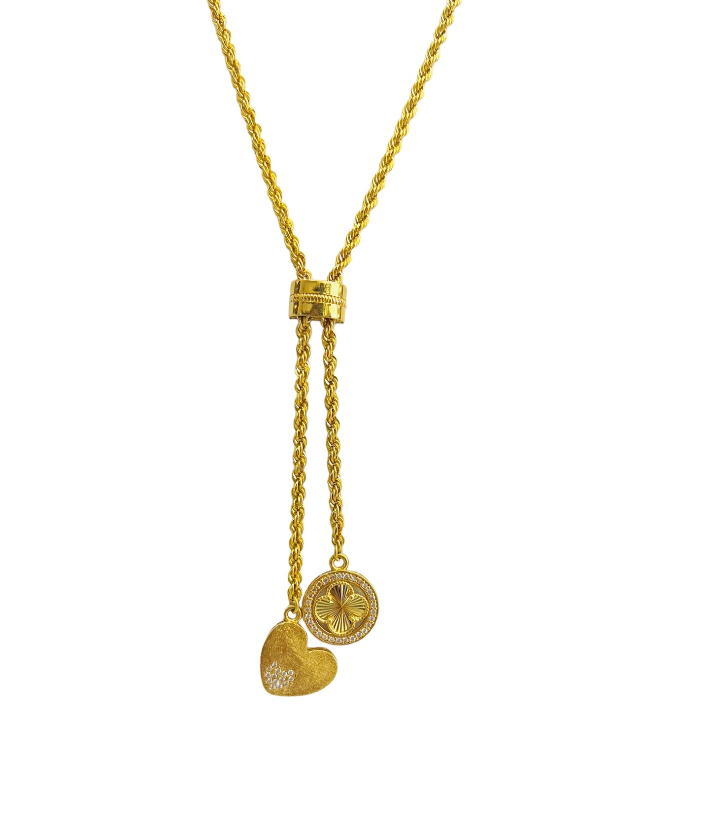 21K Gold Long Heart Necklace