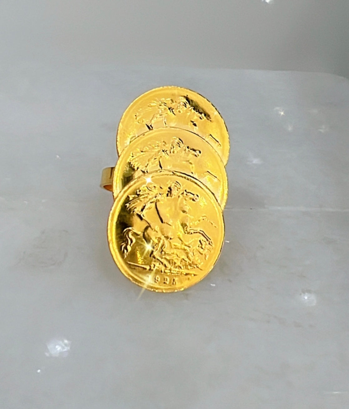 21K Gold Triple Coin Ring