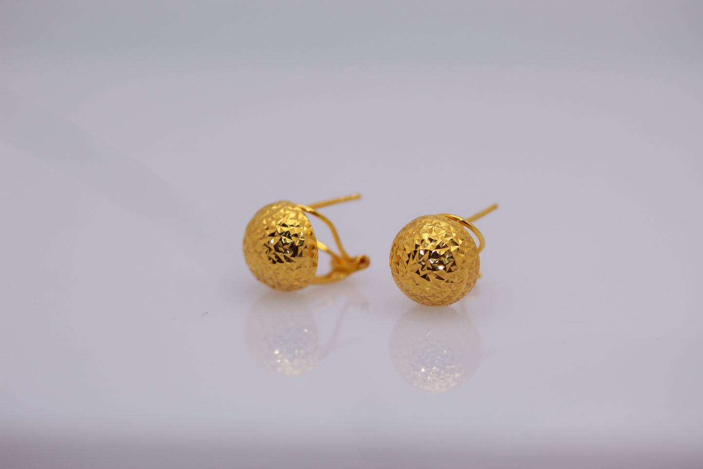 21K Gold Hammered Ball Earrings
