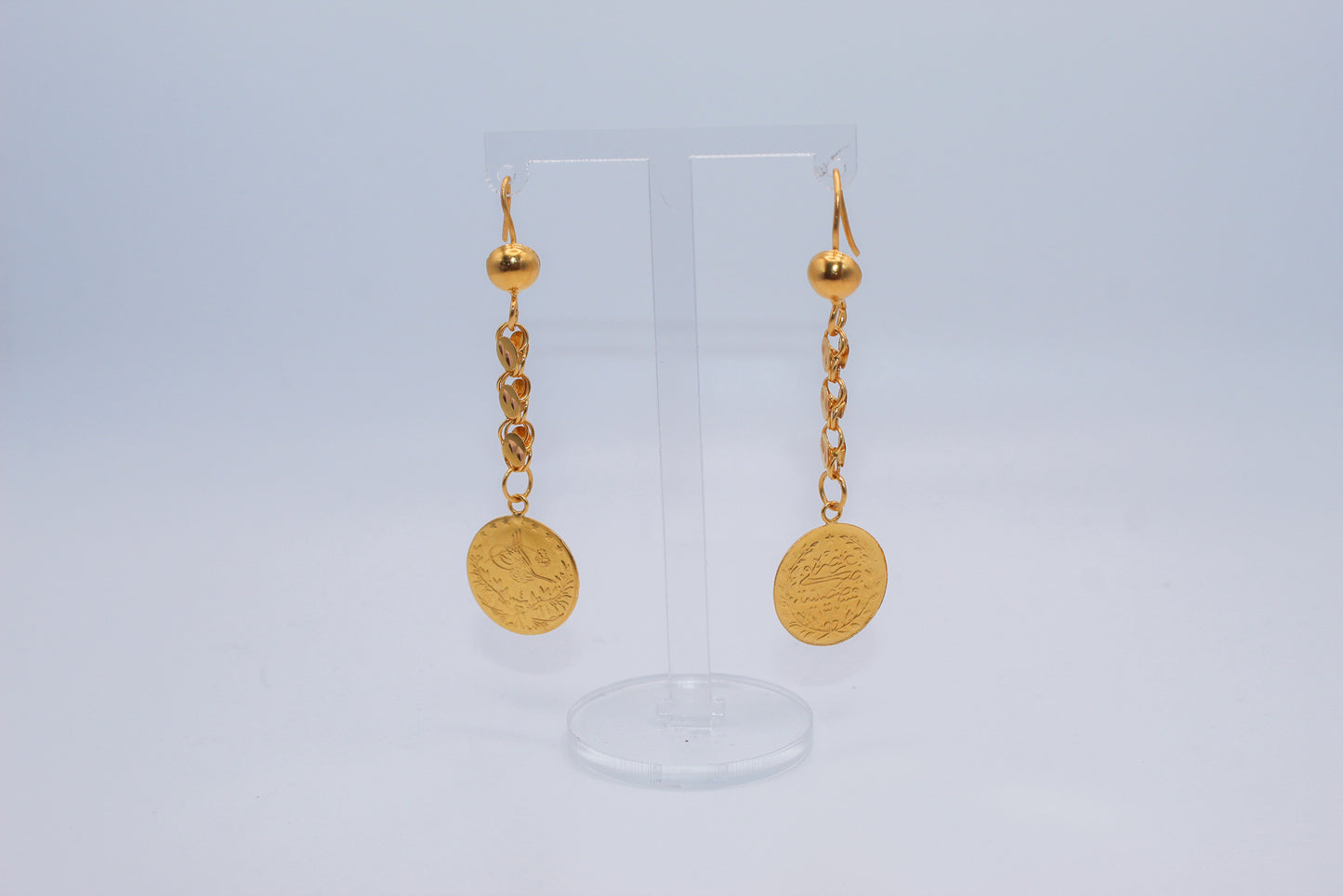 21K Gold Turkish Coin Earrings