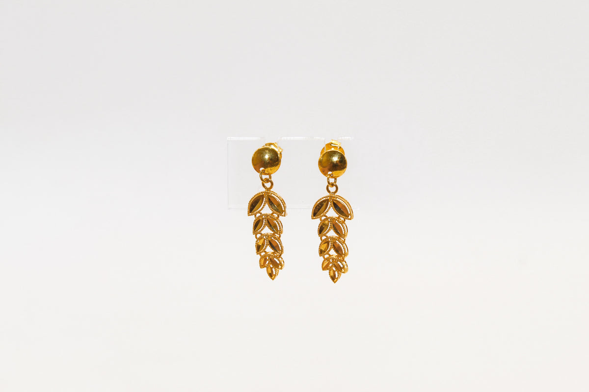 21K Gold Leaf Dangle Earrings