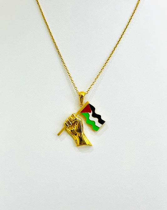 21K Gold Palestine Flag Necklace