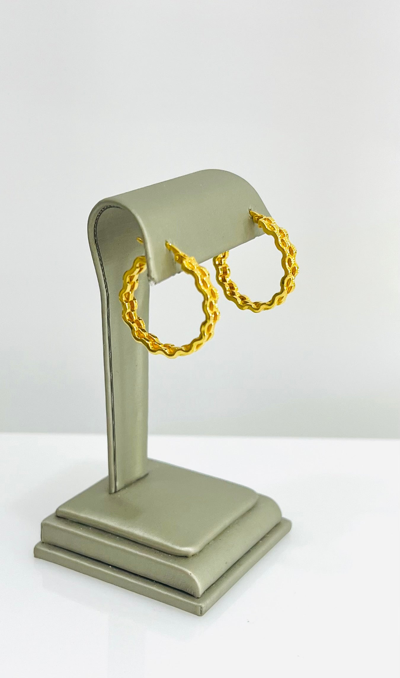 21K Gold Weaved Hoop Earrings