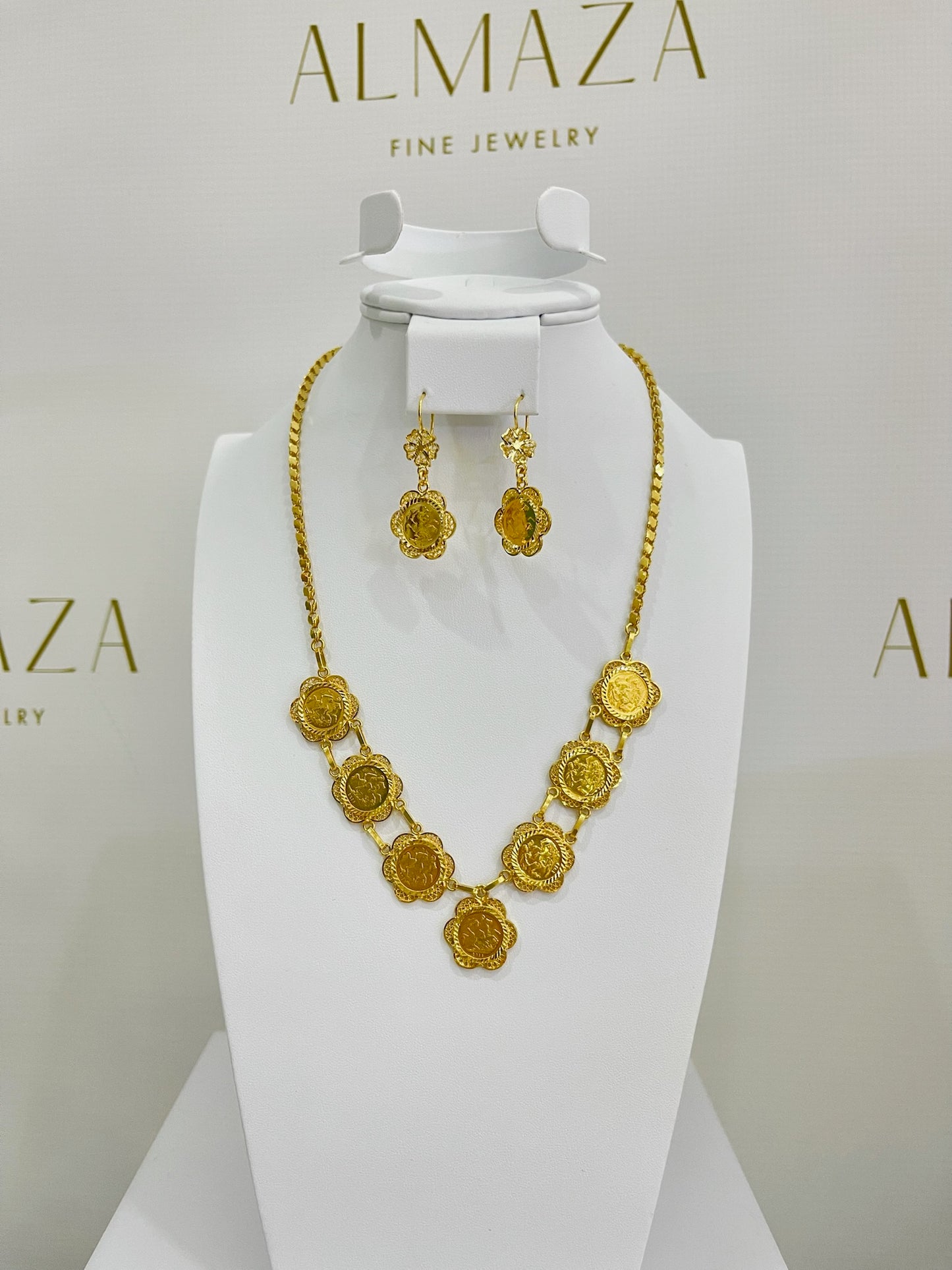 21K Gold Coin Necklace Set