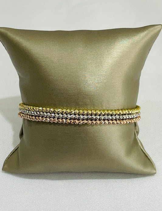 18K Gold Trio Tone Bangle Bracelet