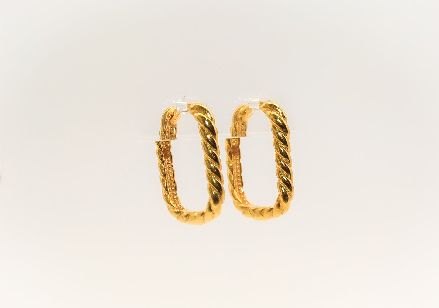 21K Gold Mini Rectangular Huggies Earrings