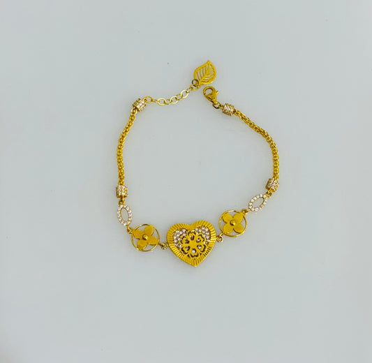 21K Gold Heart Bracelet