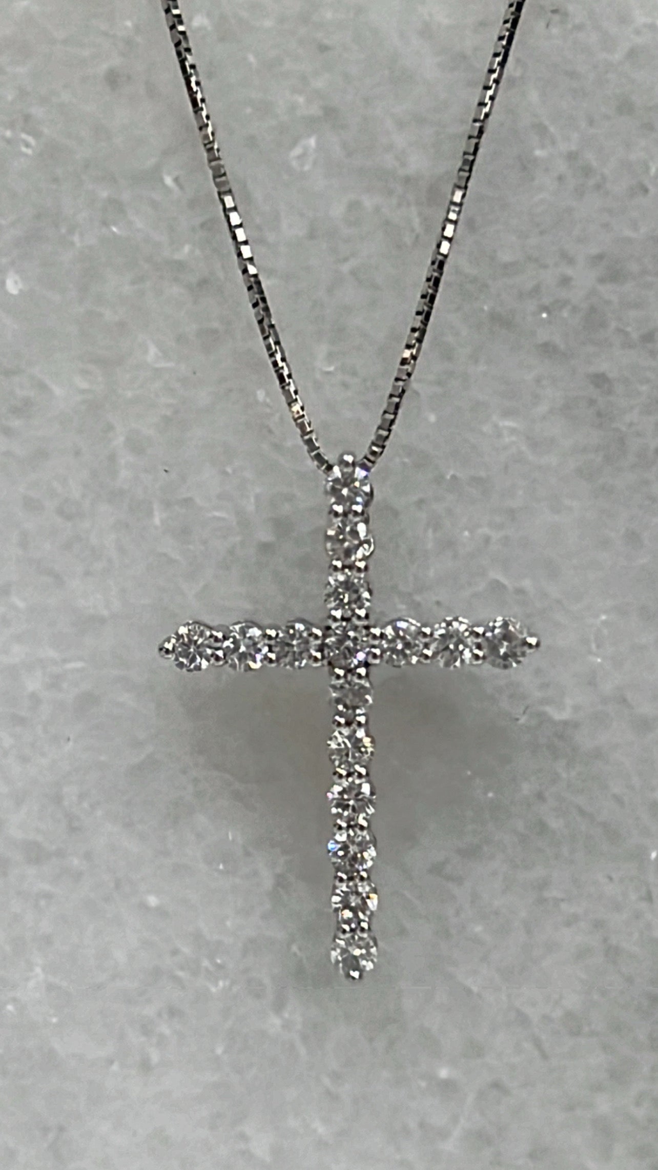 14K White Gold .62 Carat Diamond Cross Necklace
