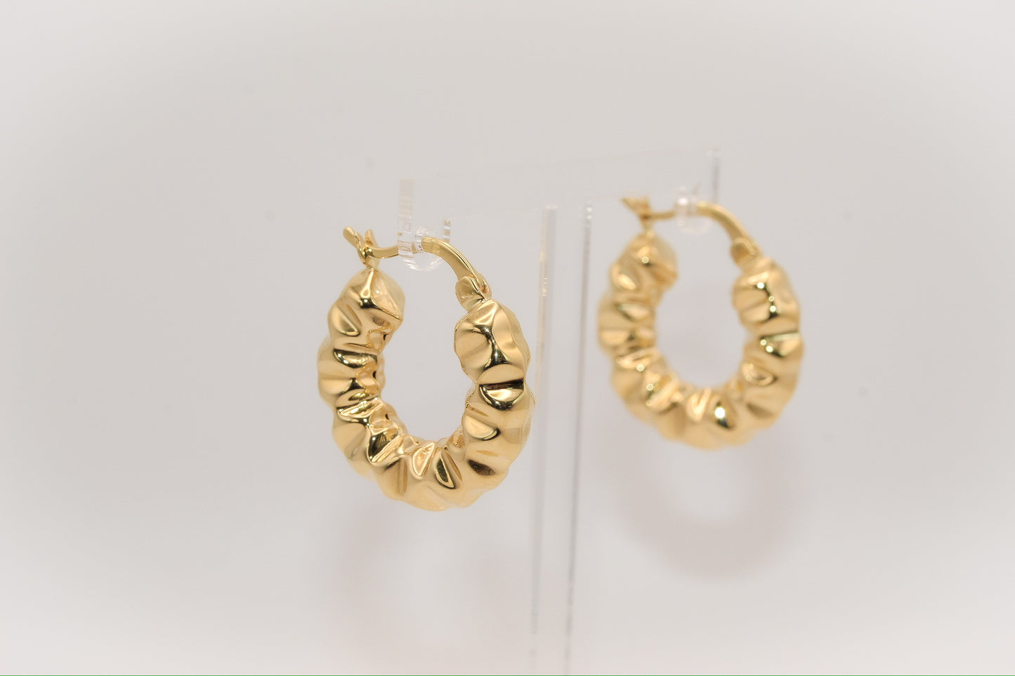 18K Gold Puff Hoop Earrings
