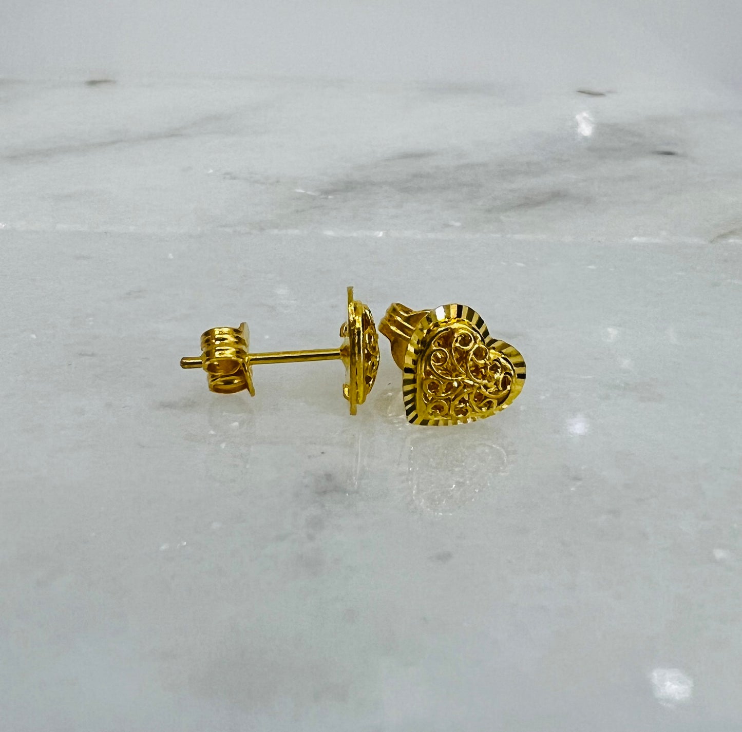 21K Gold Kids Heart Post Earrings