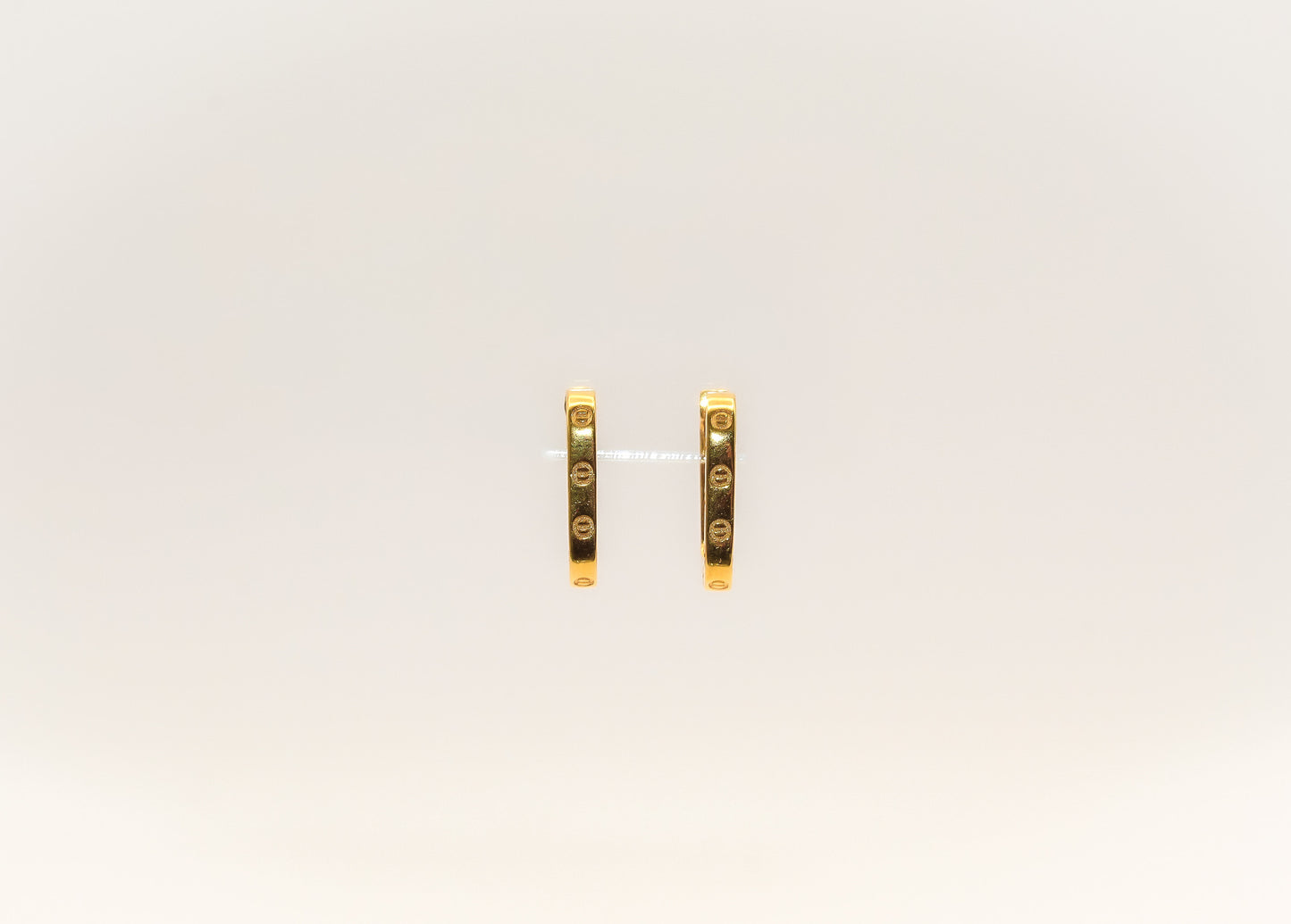 21K Gold Square Mini Huggies Earrings