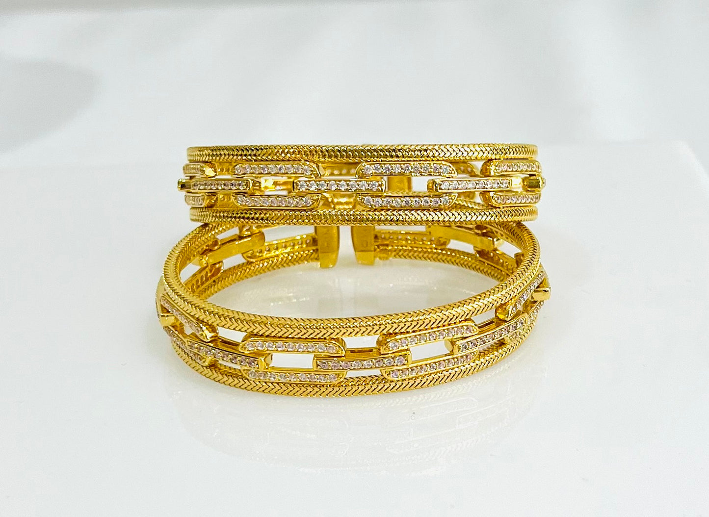 21K Gold Himo Link Cuff Bracelet