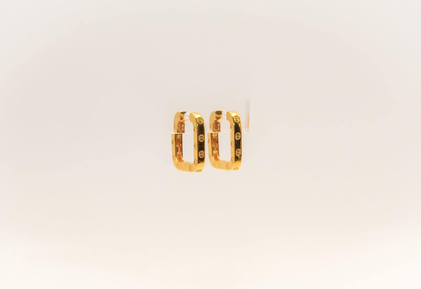 21K Gold Square Mini Huggies Earrings