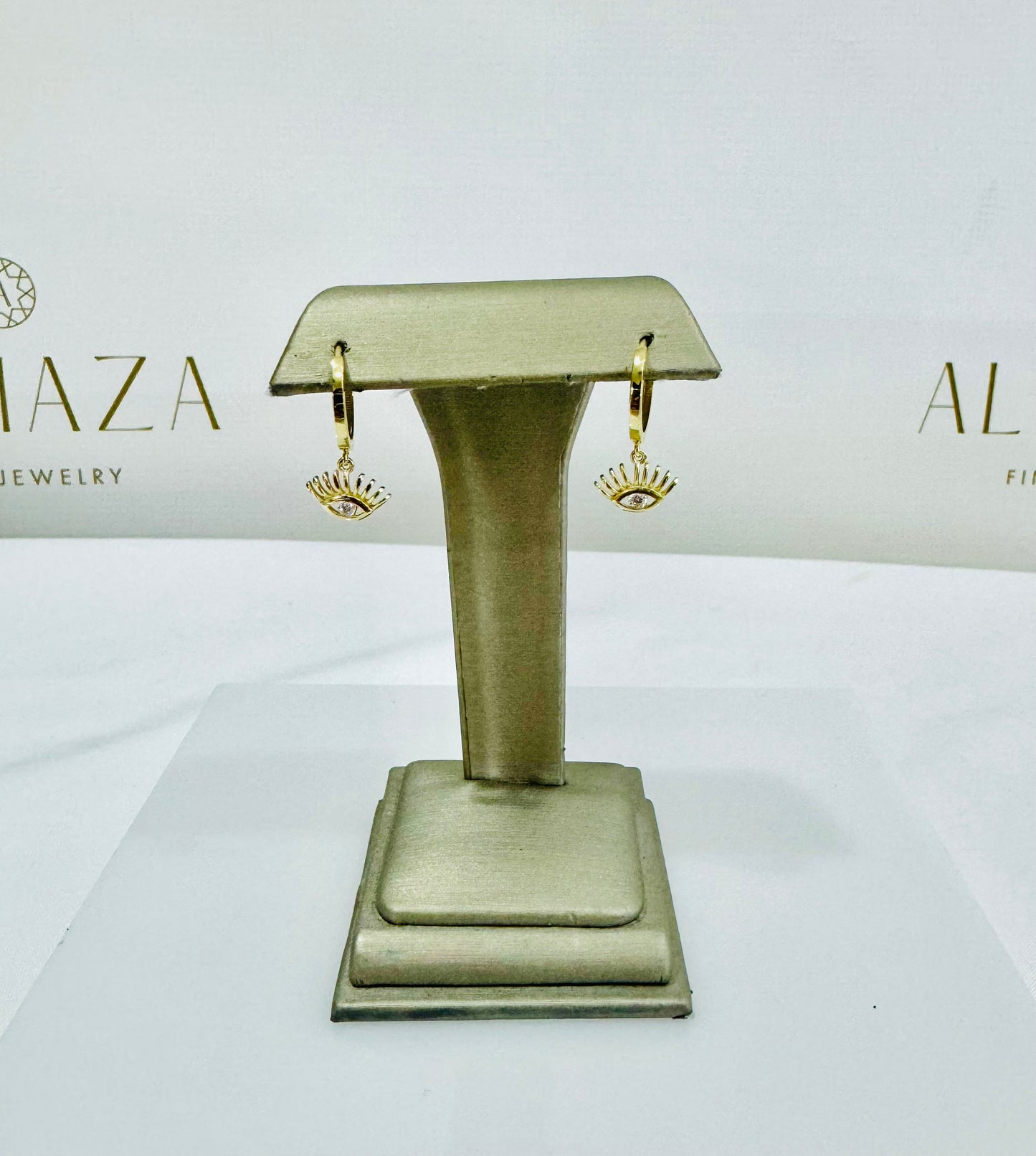 14K Gold Evil Hoop Earrings