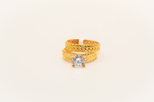 21K Gold Solitaire Wedding Ring Set