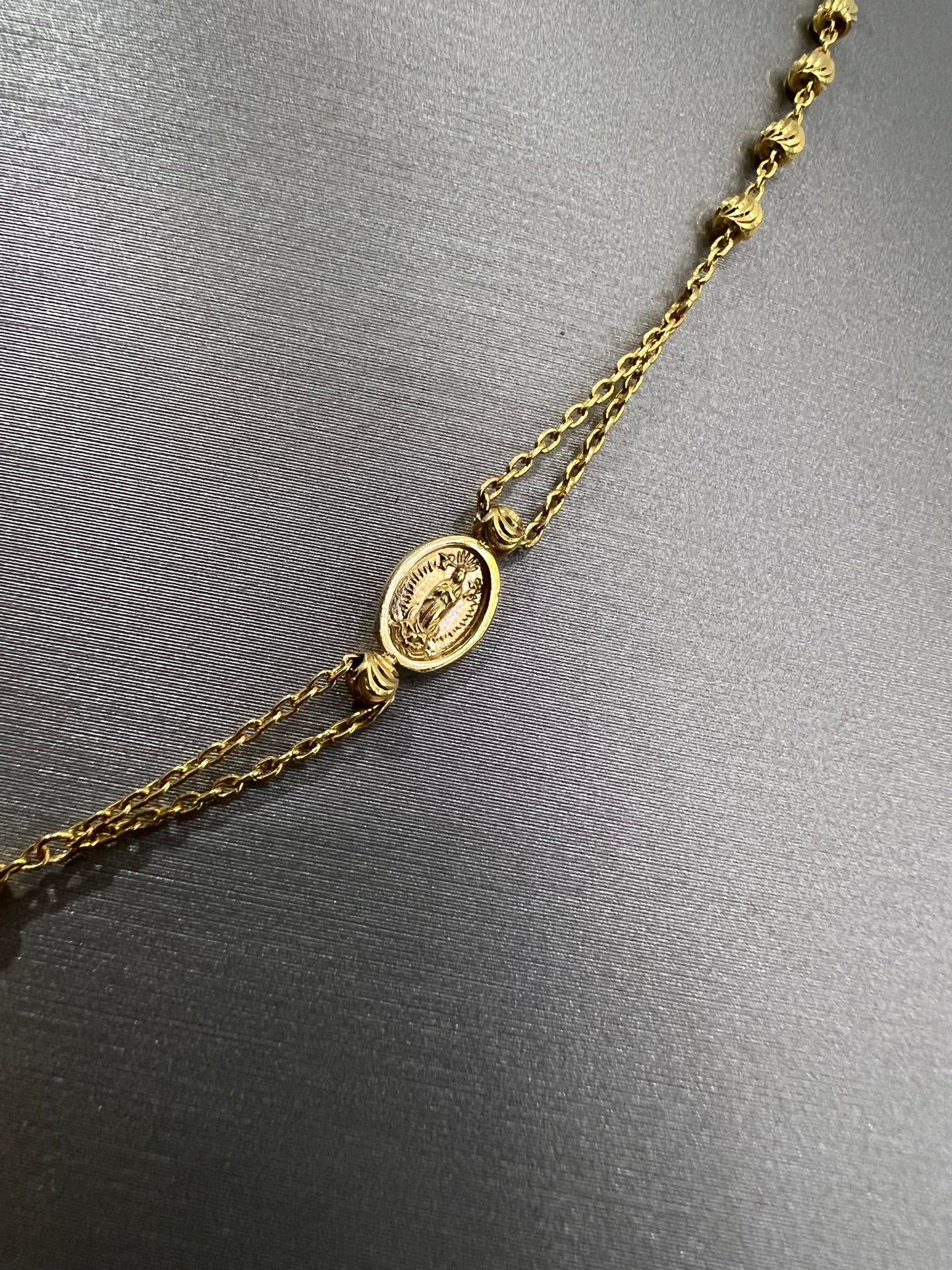 21k Gold Cross And Mother Mary Necklace