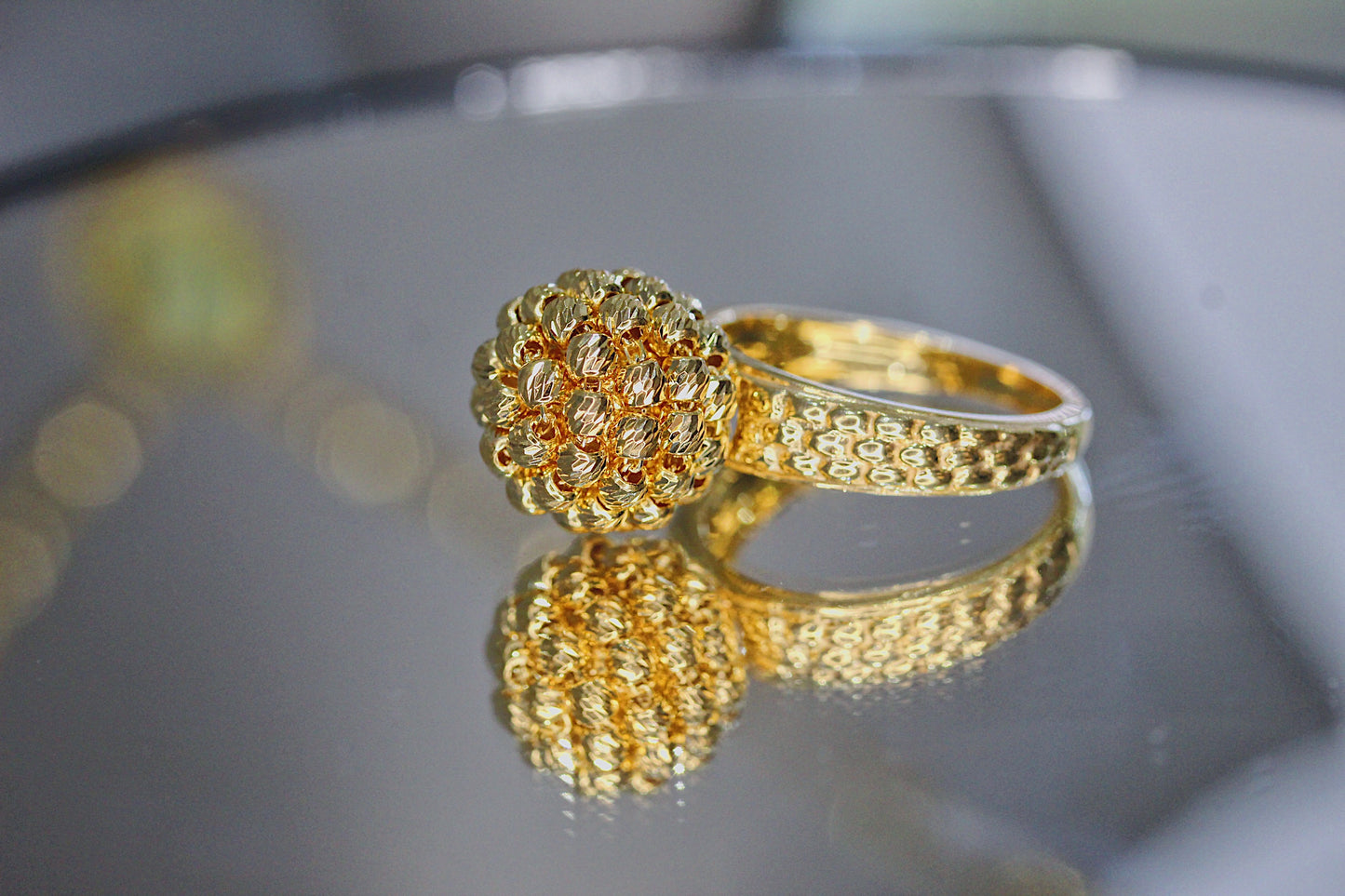 21K Gold Ball Himo Ring