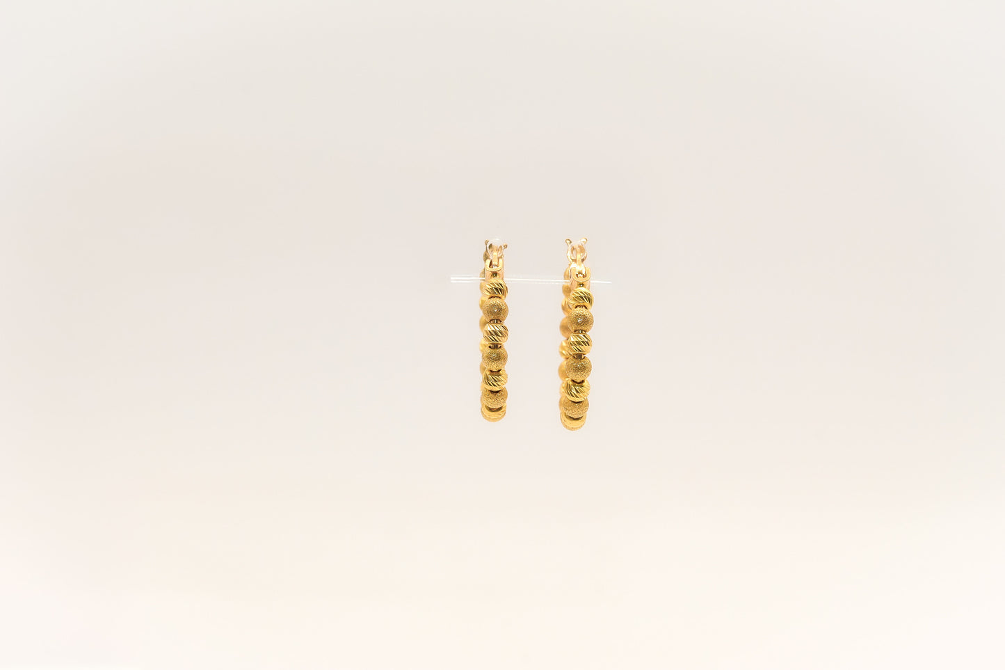 21K Gold Small Beaded Hoop Earrings